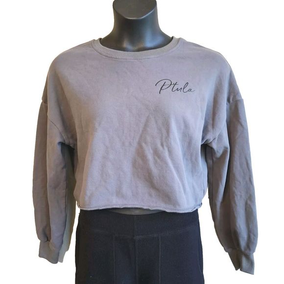 p'tula Tops - P'tula Gray Crop Sweatshirt Size Large Workout Gym Crossfit